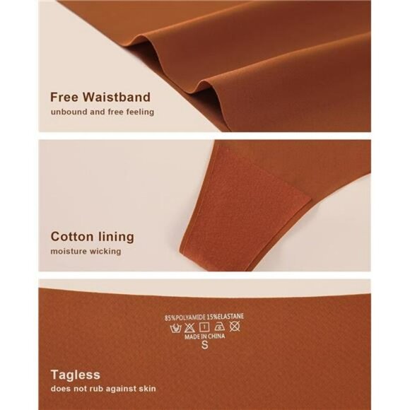 Womens High Waisted Seamless Thongs No Show Underwear Panties 6 Pack - Picture 4 of 7